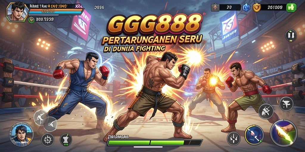 Tangkapan layar GGG888 menampilkan aksi pertarungan yang intens dan karakter unik.