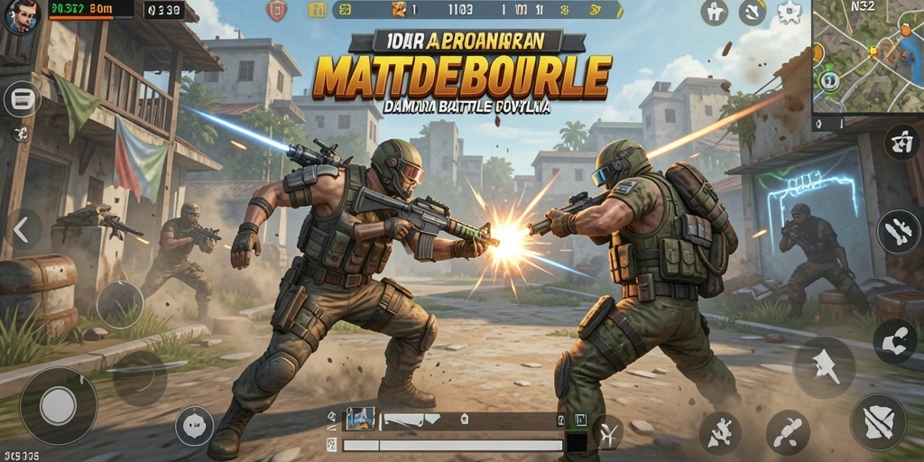 Screenshot gameplay N32 yang menampilkan aksi seru dalam pertarungan Battle Royale.