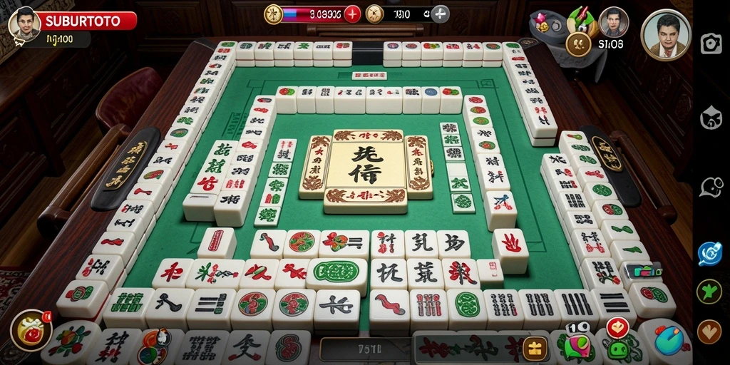 Tangkapan layar gameplay SUBURTOTO menampilkan suasana permainan Mahjong yang seru.