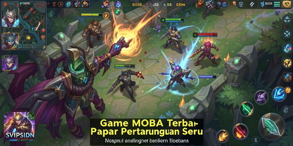 Tangkapan layar dari gameplay seru di SVIPSIDN yang menampilkan aksi MOBA.