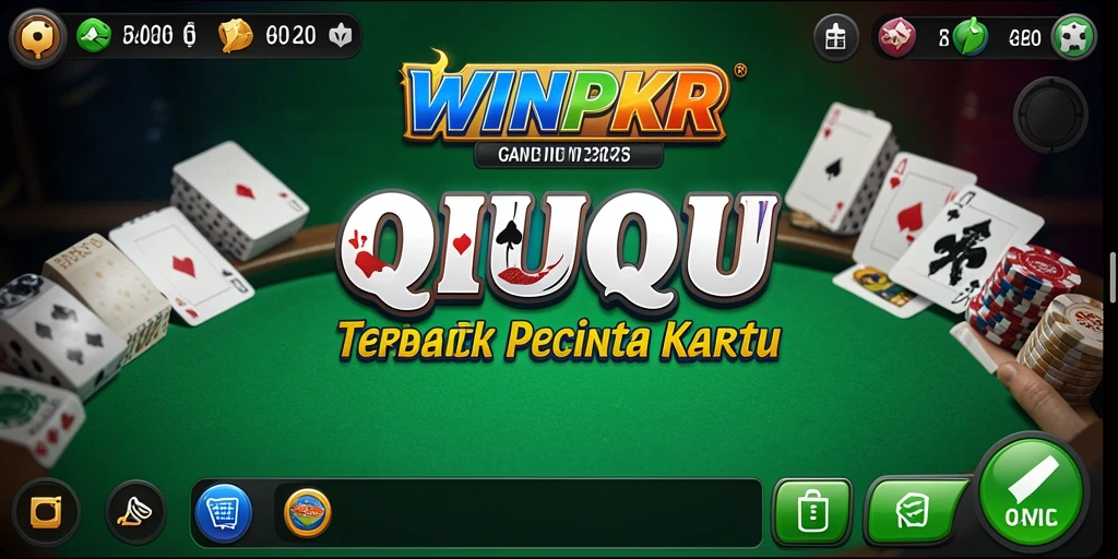 Screenshot gameplay QiuQiu di WINPKR dengan kartu yang dibagikan.